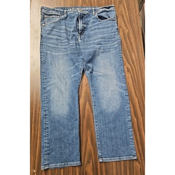 American Eagle Relaxed Straight Flex Jeans Medium Wash Denim 38x30